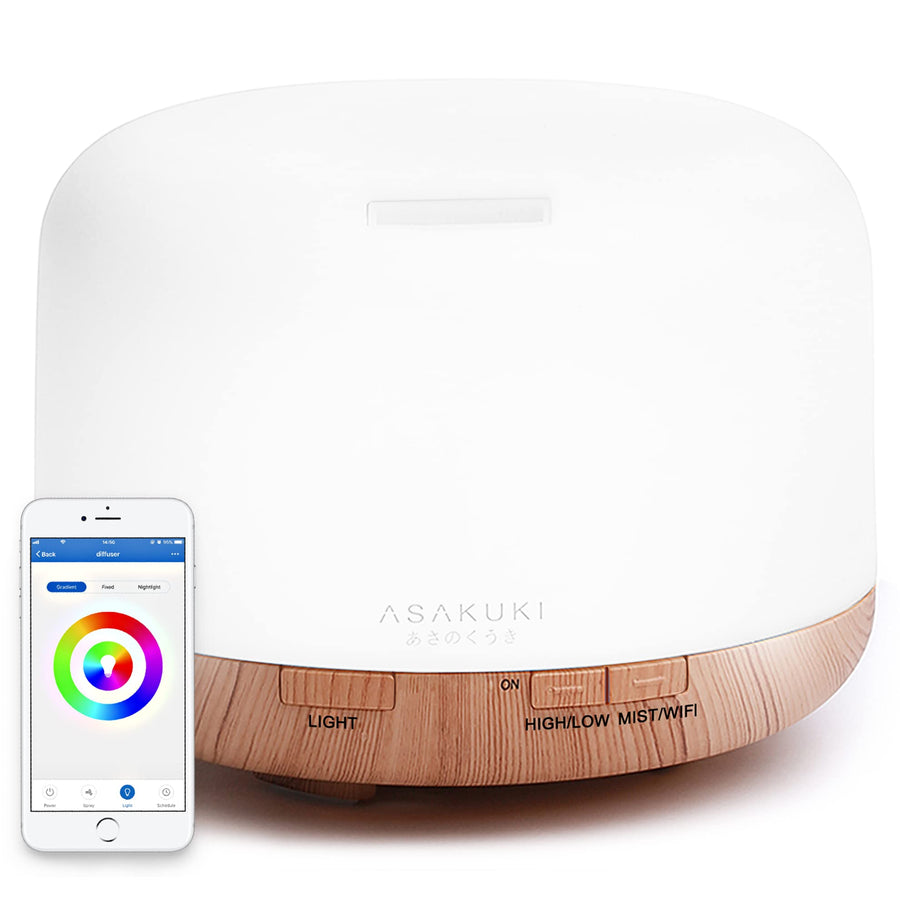 Smart Wi-Fi Essential Oil Diffuser, App and Voice Control Compatible with Alexa, 500ml Aromatherapy Humidifier for Relaxing Atmosphere in Home Office Bedroom Gold