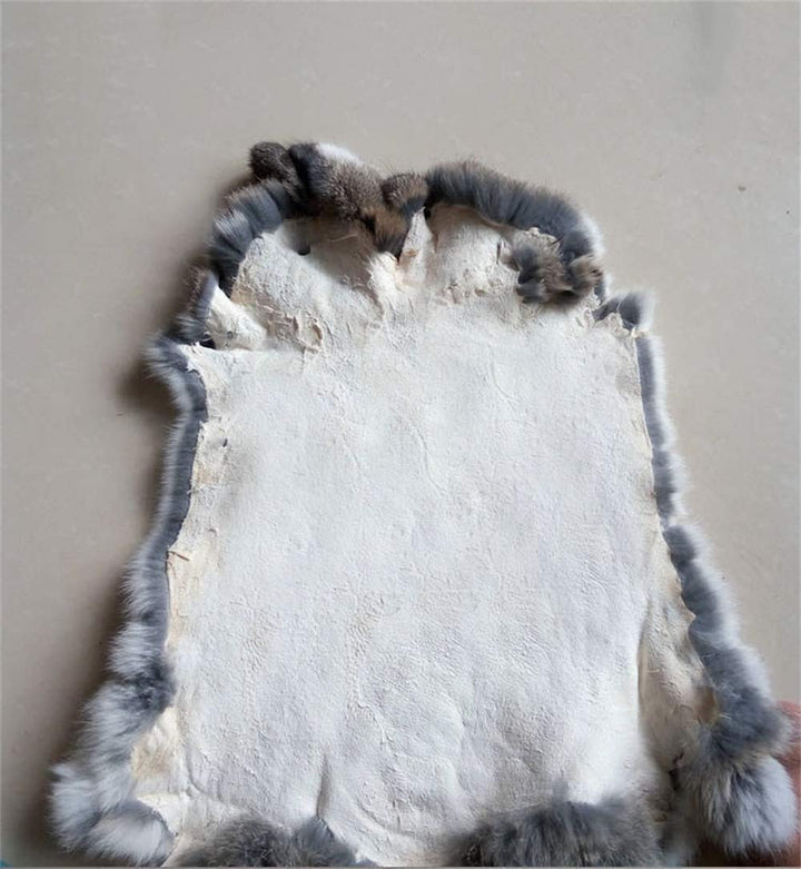 4pack Natural Tanned Rabbit Fur Hide Rabbit Skin Pelts Gray(10 by 12 Rabbit Pelt with Sewing Quality Leather)