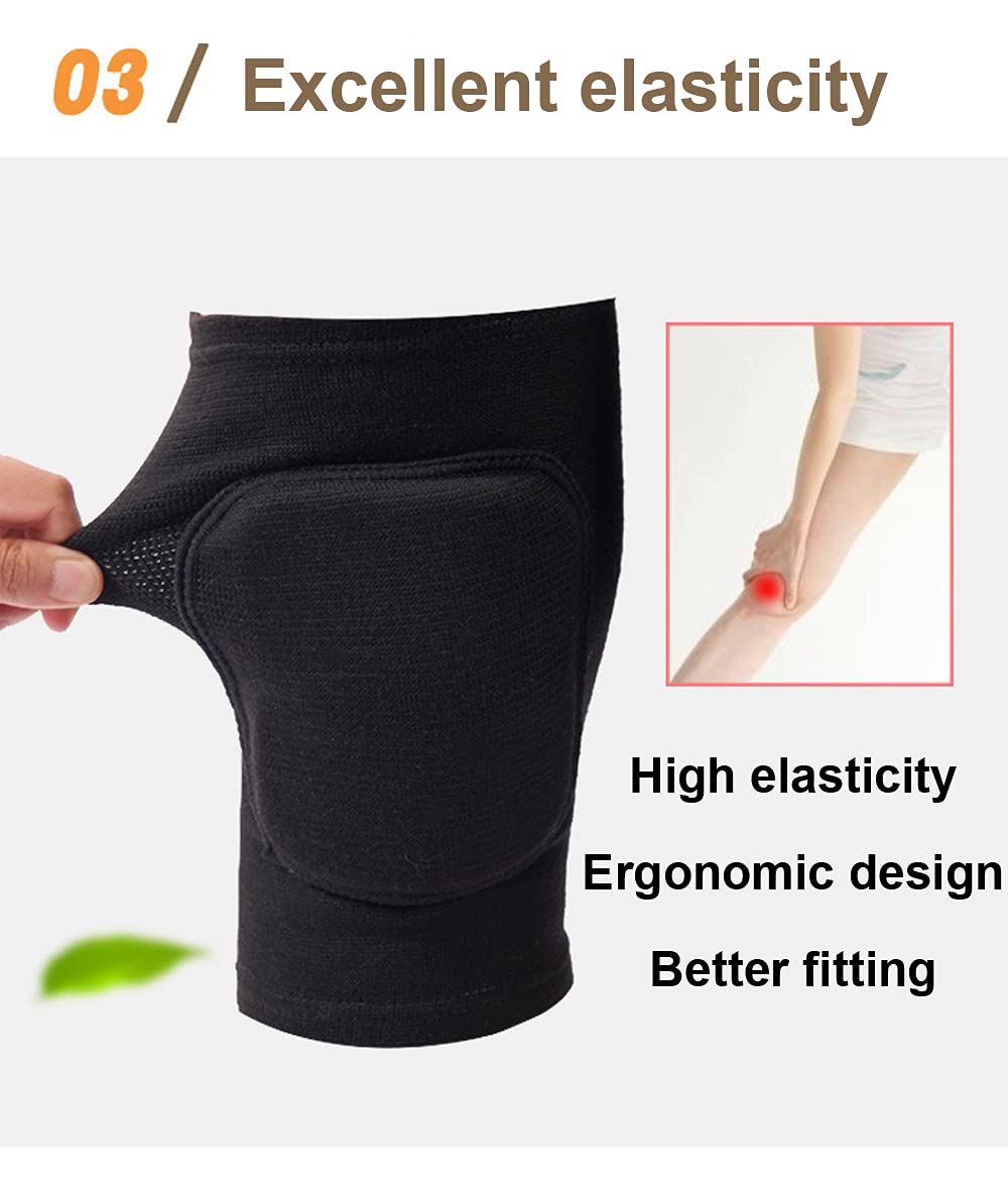 Knee Pads for Women, Dance Knee Pads Wrestling Knee Pads Basketball Knee Pads Volleyball Knee Pads for Women, Knee Protector Soft Knee Pads for Work (Black, M)