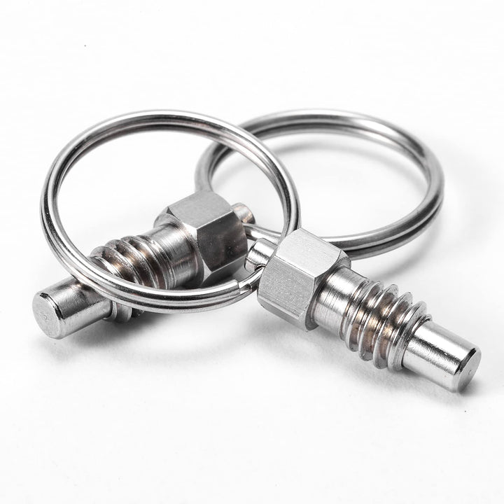 2 Packs Spring Plunger with Pull Ring, 1/4- 20 Thread Size, 0.31 Thread Length, Stainless Steel Non-Locking Type Stubby Hand-Retractable Spring Plunger Index Plunger