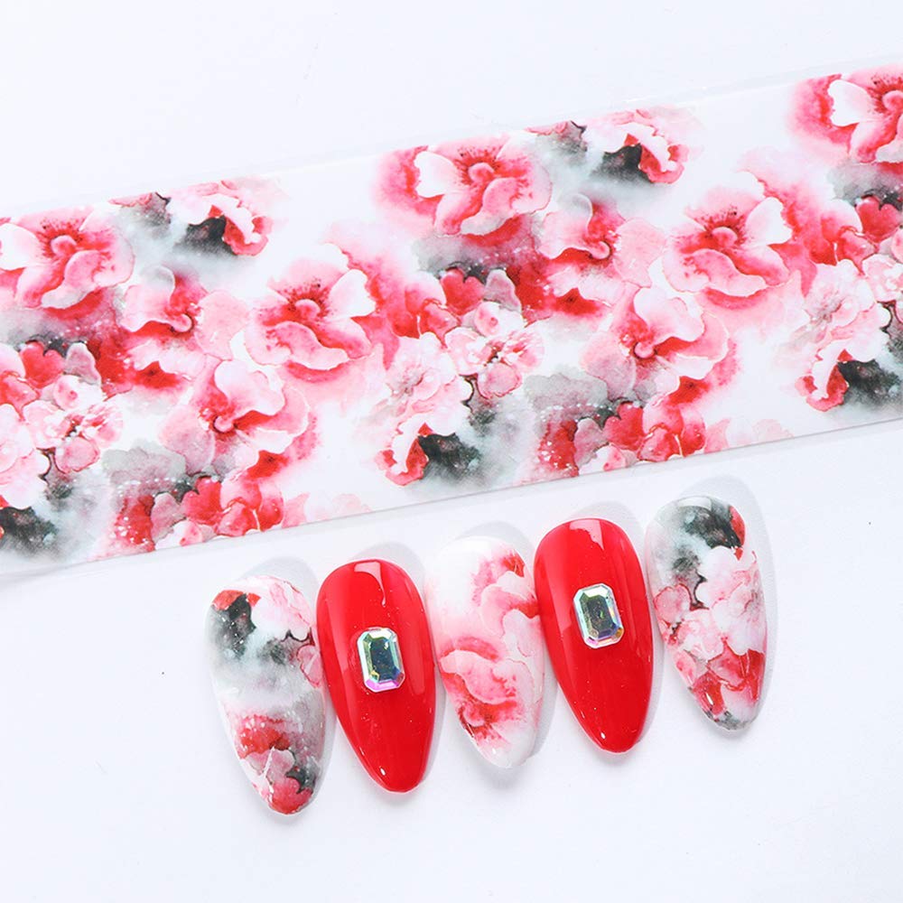 Flower Nail Art Foil Transfer Stickers 10 Rolls Flowers Floral Starry Sky Star Foil Adhesive Stickers Flower Nail Decals Manicure Tips Nail Art Supplies for Women Acrylic Nails Decorations Decor Set