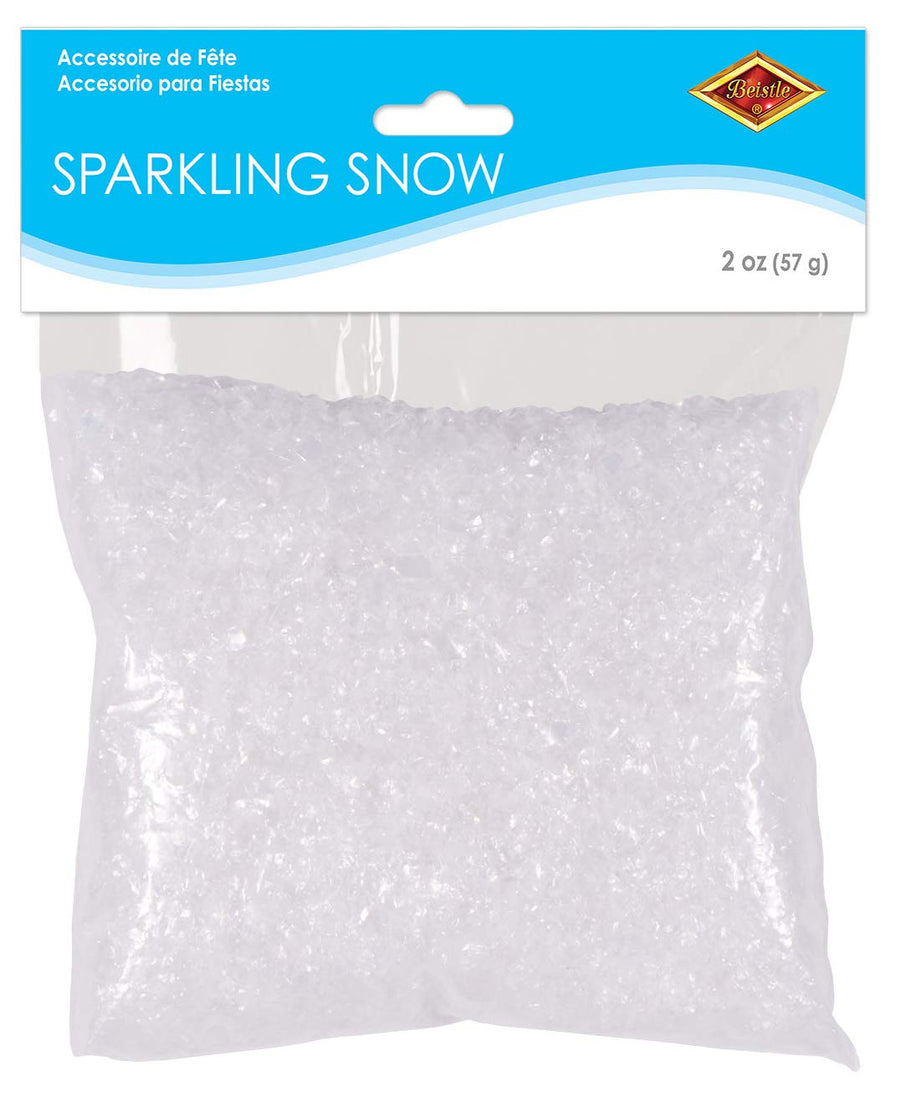 Sparkling Snow, Sparkling Snow Confetti, Christmas Decorations & Holiday Plastic Snowflakes, Wintertime Snowy Iridescent Decor, 2 oz. Pkg.