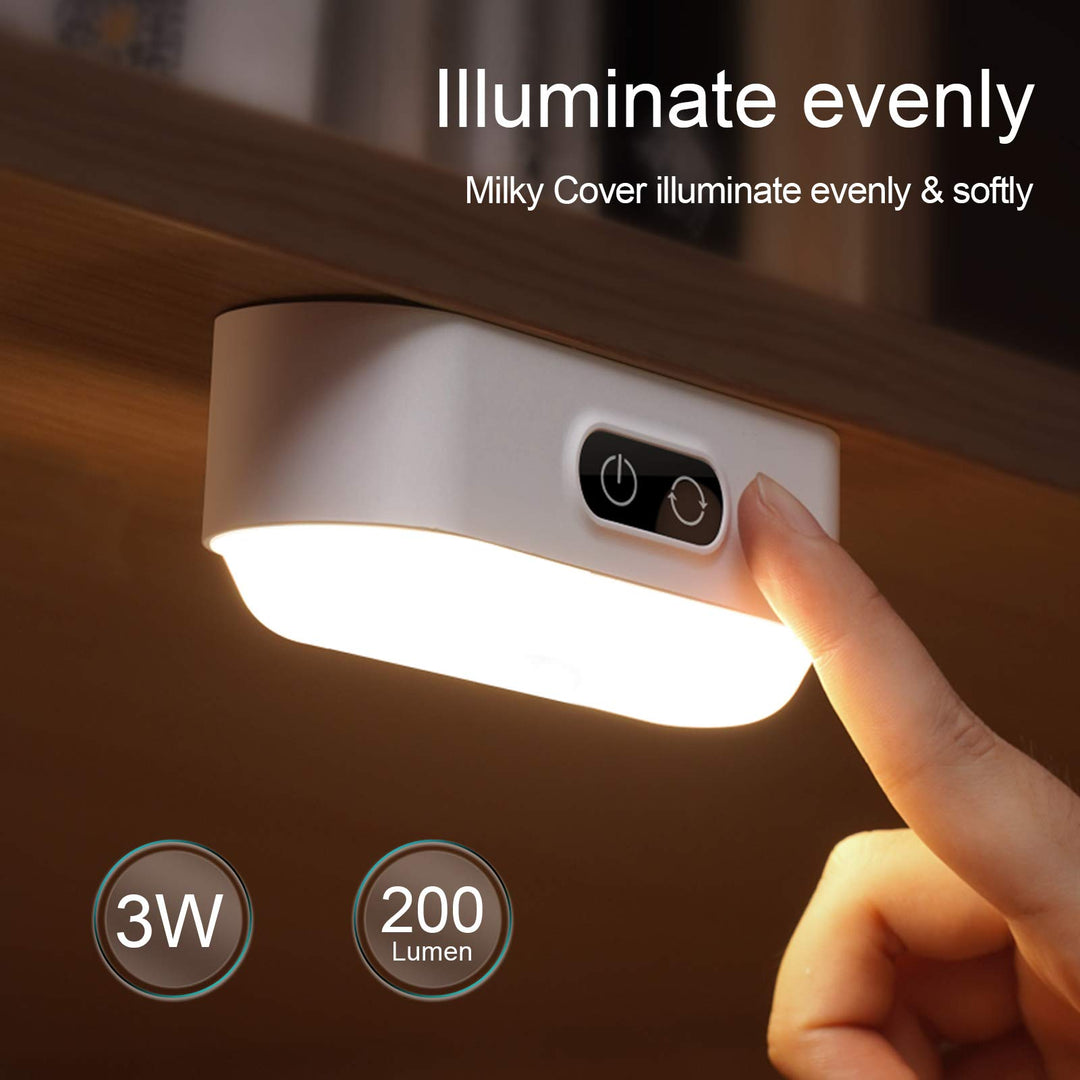 Upgraded 3W Touch Lights, 5 Colors Adjustable, Dimmable Tap Lights, 2000mAh Rechargeable Battery, Magnet Stick on Lights for Closet, Cabinet, Bedroom, Wall, Reading, 2700K-6500K, 2 Pack