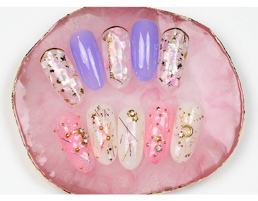 1 Pack Natural Resin Agate Phnom Penh Nail Glue Palette Crystal Edge Shooting Props Toning Works Display Board Tool (Light pink)