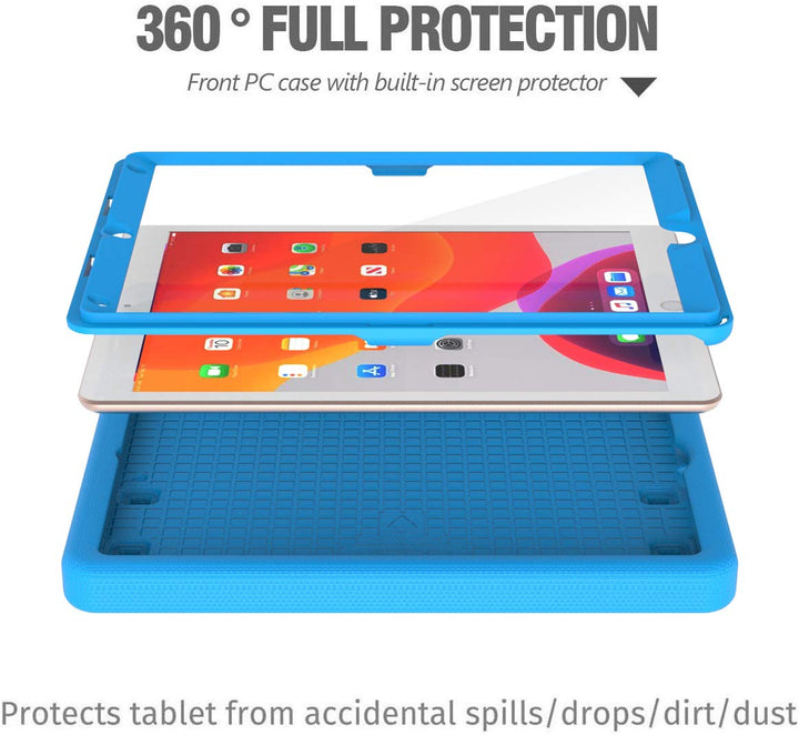 Kids Case for New iPad 10.2 2021/2020/2019 - iPad 9th/8th/7th Generation Case for Kids, with Built-in Screen Protector, Shockproof Handle Stand Kids Case for iPad 10.2 (9th/8th/7th Gen) - Blue
