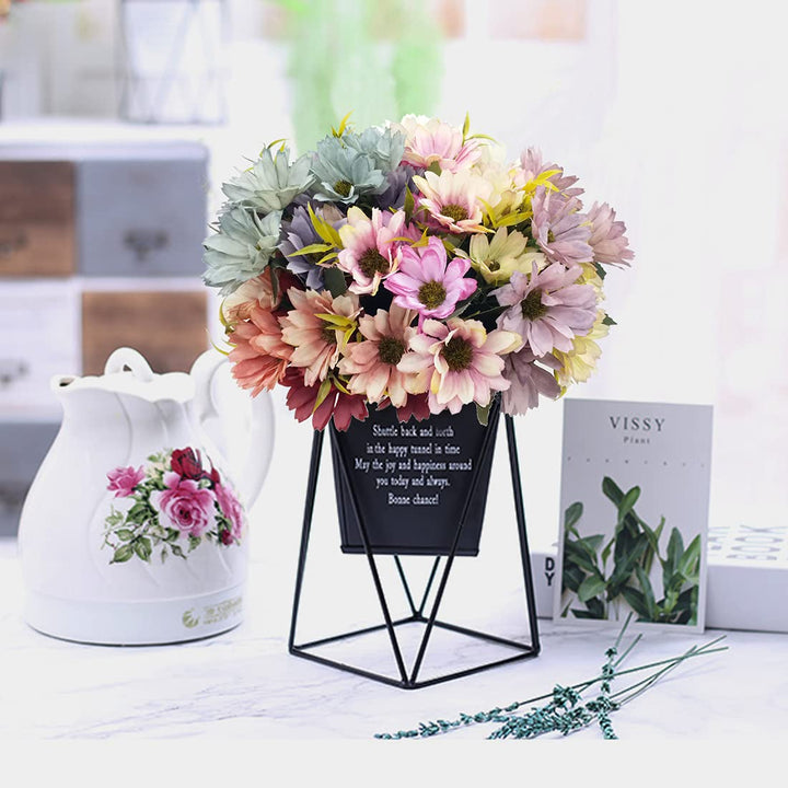 Silk Artificial Flowers 5 Pcs Fake Cosmos Faux Daisy Wildflowers for Indoor Outdoor Home Garden Porch Window Table Centerpieces Vase Wedding Party Decor