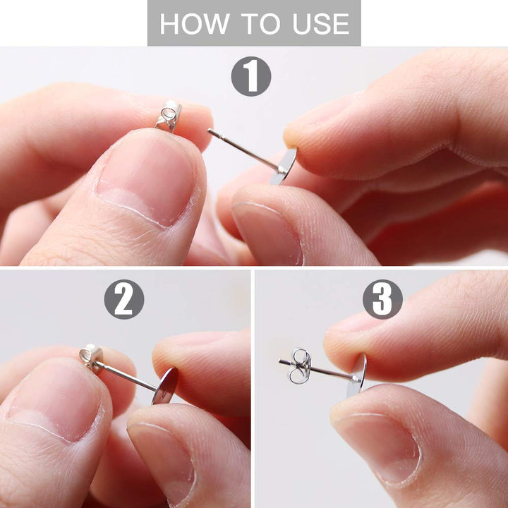 600PCS Earring Posts, 600PCS Butterfly Earring Backs and 300PCS Rubber Earring Backs, Earrings Studs for Jewelry Making Stainless Steel Hypoallergenic Earring Post 8mm/6mm/5mm, DIY Earring Supplies