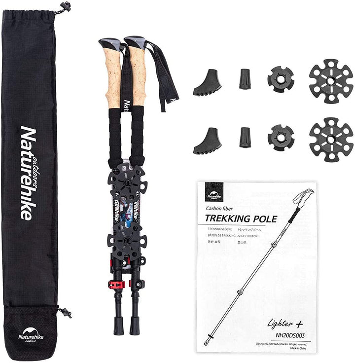Ultralight Trekking Poles, 100% 3K Carbon Fiber, Collapsible Hiking Poles, Telescopic Adjustable Walking Sticks for Backpacking Camping, Quick Locking, Carry Bag and Accessories Included