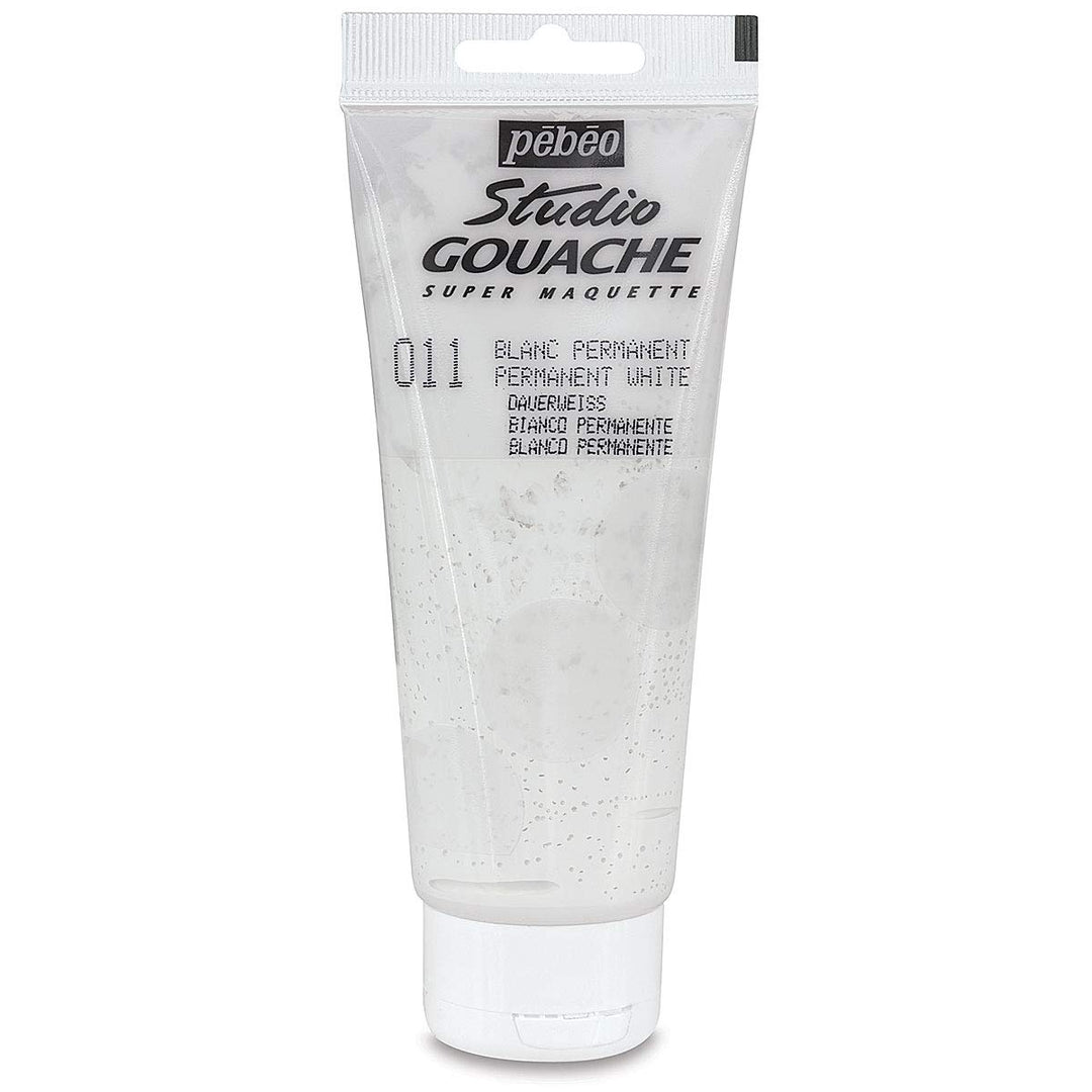 Studio Gouache Fluid Paint - 100 ml, Permanent White, Velvet Matte Formula, for Acrylic Painting and Illustration, Arts and Crafts Supplies (290011)