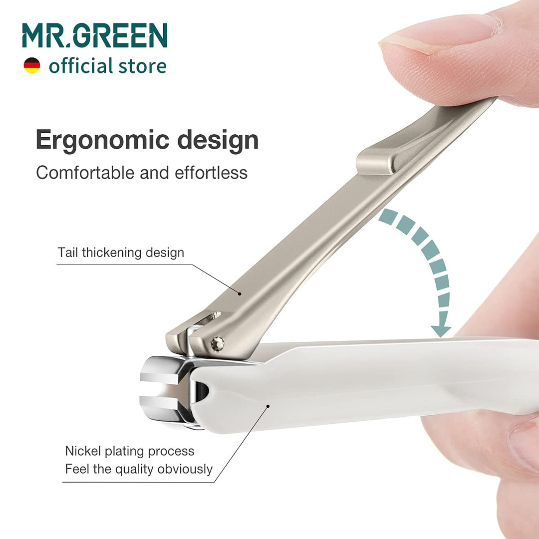 Nail Clippers Anti Splash Fingernail Cutter Stainless Steel Manicure Tools Nail Scissors Detachable Design Nail Trimmer (L+Nano Glass File)