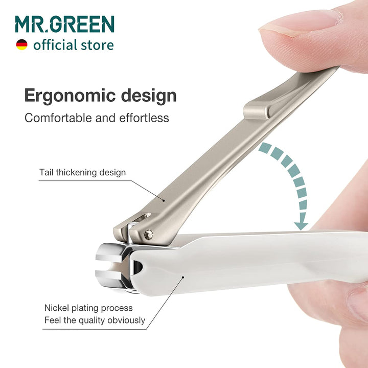 Nail Clippers Anti Splash Fingernail Cutter Stainless Steel Manicure Tools Nail Scissors Detachable Design Nail Trimmer (L+Nano Glass File)