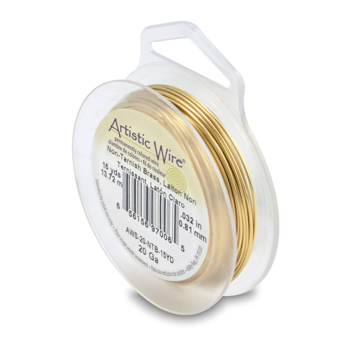 20 Gauge Tarnish Resistant Brass Craft Jewelry Wrapping Wire, Gold Color, 15 yd