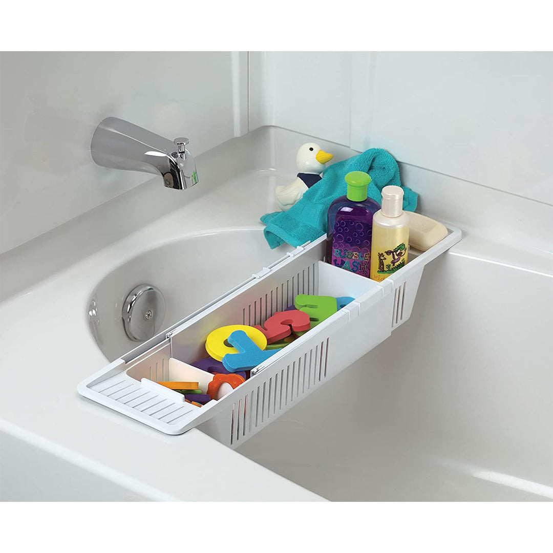Bath Toy Organizer Storage Basket, 3 Compartment Horizontal Large Openings Bath Toy Organizer for Tub, Large Capacity Bath Toy Organizer with Large Openings, White
