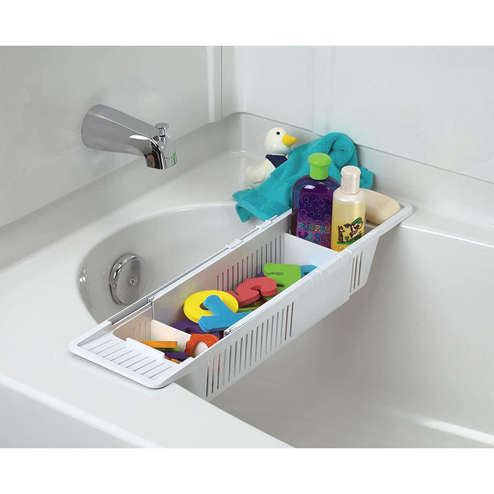 Bath Toy Organizer Storage Basket, 3 Compartment Horizontal Large Openings Bath Toy Organizer for Tub, Large Capacity Bath Toy Organizer with Large Openings, White