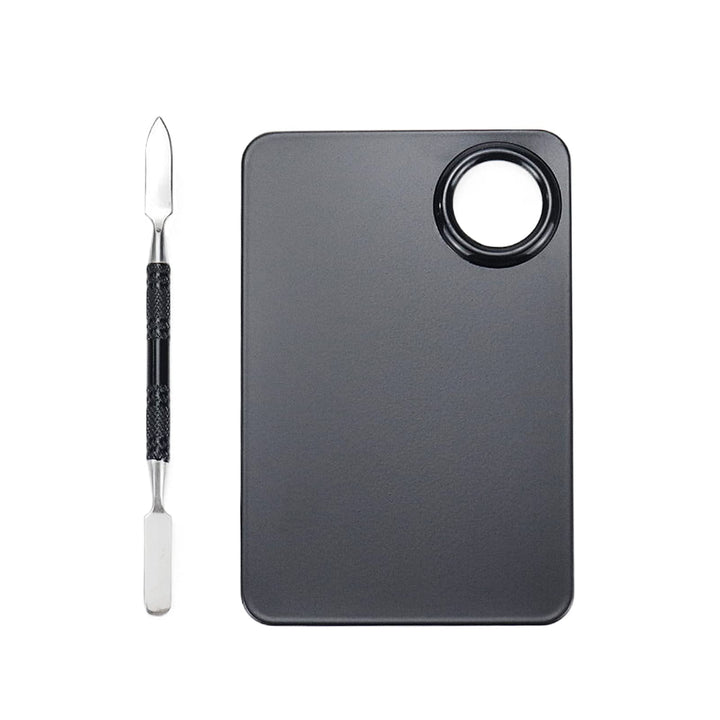 Stainless Steel Cosmetic Makeup Palette,Makeup Mixing Palette Stainless Steel Makeup Palette Cosmetic Palette with Spatula Tool Makeup Art Tool for Blending Cosmetic Foundation Shades,Black