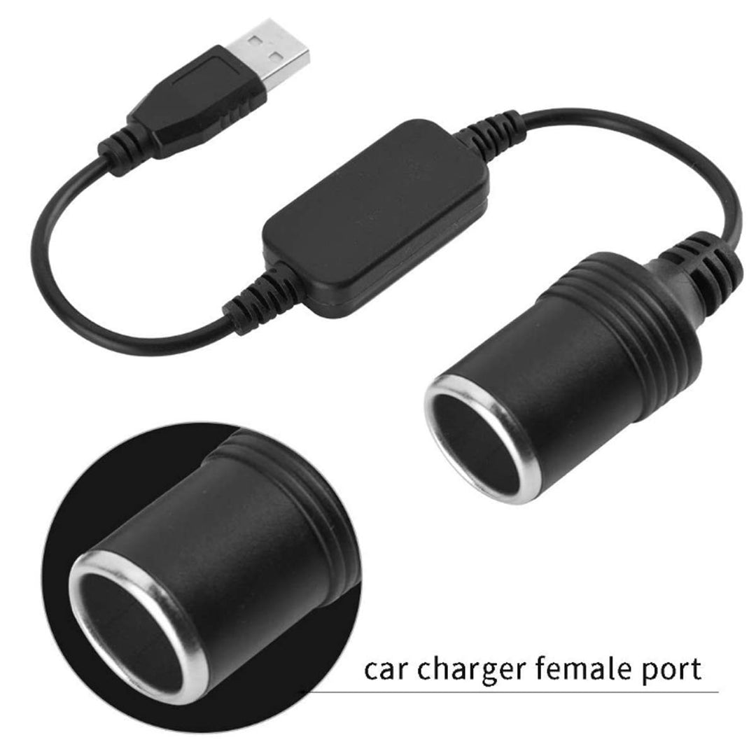 USB A Male to 12V Car Cigarette Lighter Socket Female Power Converter Cable,Fit for Driving Recorder, Electronic Dog, Car Charger and Other Automotive Electronic Equipment (0.3M)