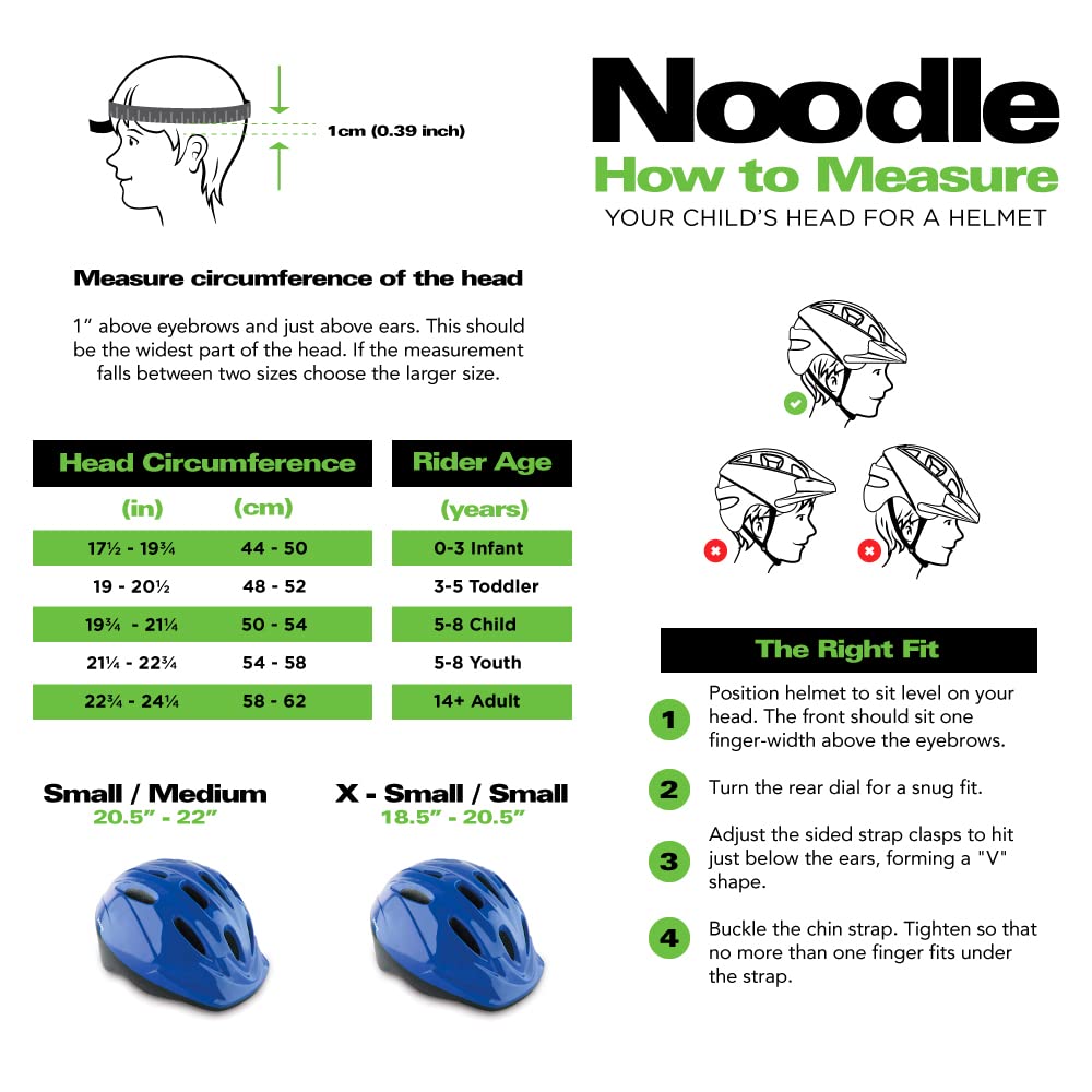 Noodle Bike Helmet for Toddlers and Kids Aged 1-9 with Adjustable-Fit Sizing Dial, Sun Visor, Pinch Guard on Chin Strap, and 14 Vents to Keep Little Ones Cool (Small, Blueberry)