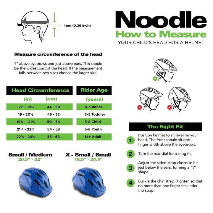 Noodle Bike Helmet for Toddlers and Kids Aged 1-9 with Adjustable-Fit Sizing Dial, Sun Visor, Pinch Guard on Chin Strap, and 14 Vents to Keep Little Ones Cool (Small, Blueberry)