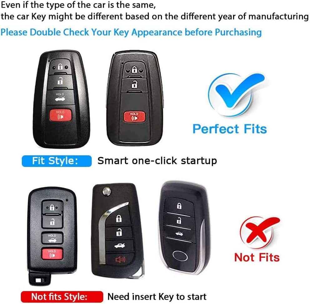 for Toyota Key Fob Cover with Keychain Soft TPU Key Fob Case All-Around Protection Key Case Compatible with 2018-2021 Toyota Camry RAV4 Avalon C-HR Prius Corolla Highlander