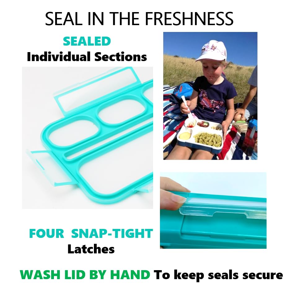 Bento Lunch Box and Snack Container Value Set| Meal Planning Portion Containers For Kids or Adults, School or Work | BPA Free | Microwave Safe | Utensils | 4 pack, Large and Mini, Blue + Navy