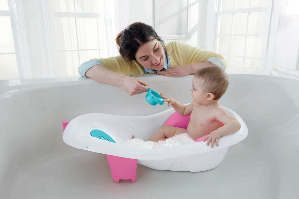 Baby To Toddler Bath 4-In-1 Sling ‘N Seat Tub With Removable Infant Support And 2 Toys, Pink