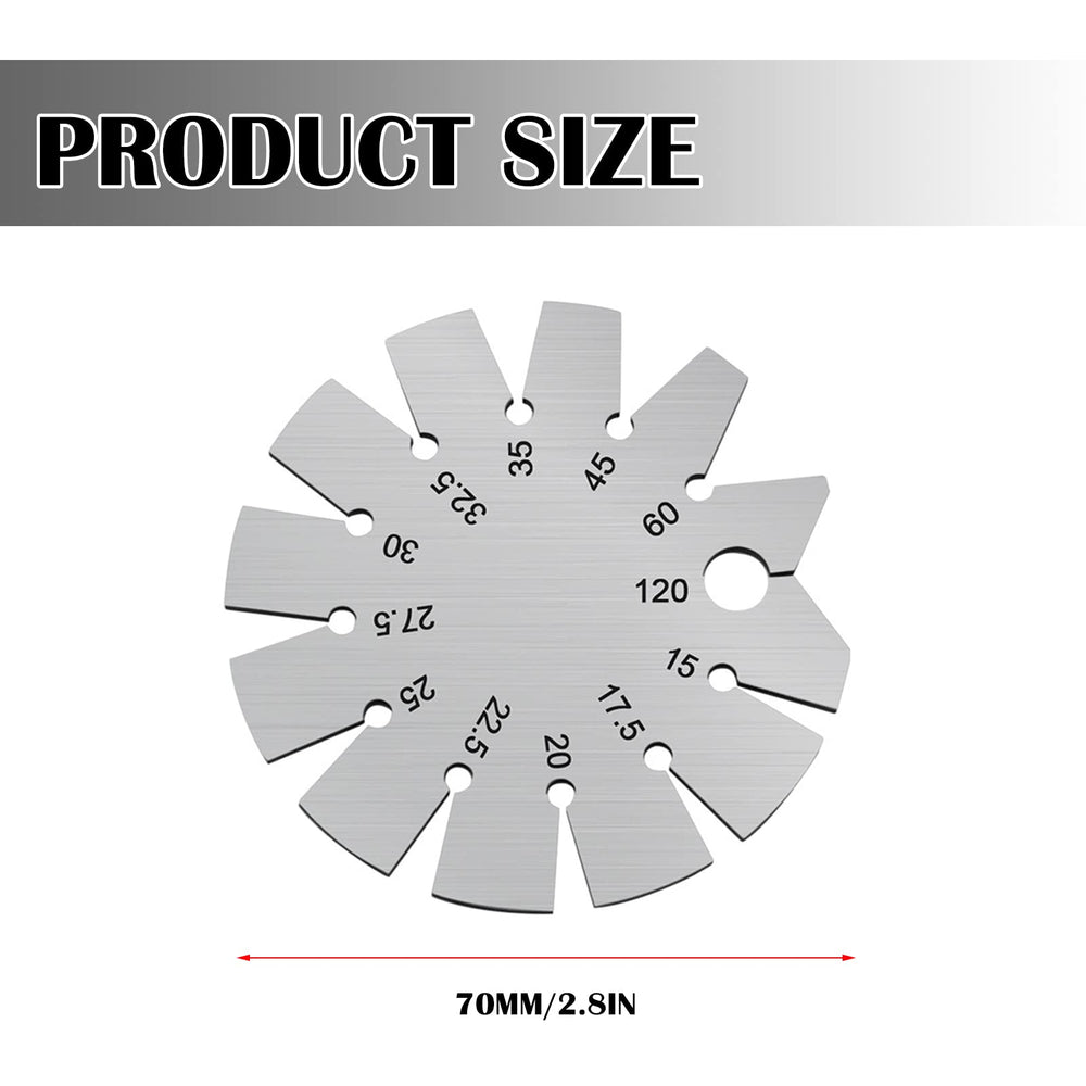 2 Pack Stainless Steel Bevel Gauge, Axe Angle Gauge Round Shape Knife Angle Range 15°-120° Gage Tools