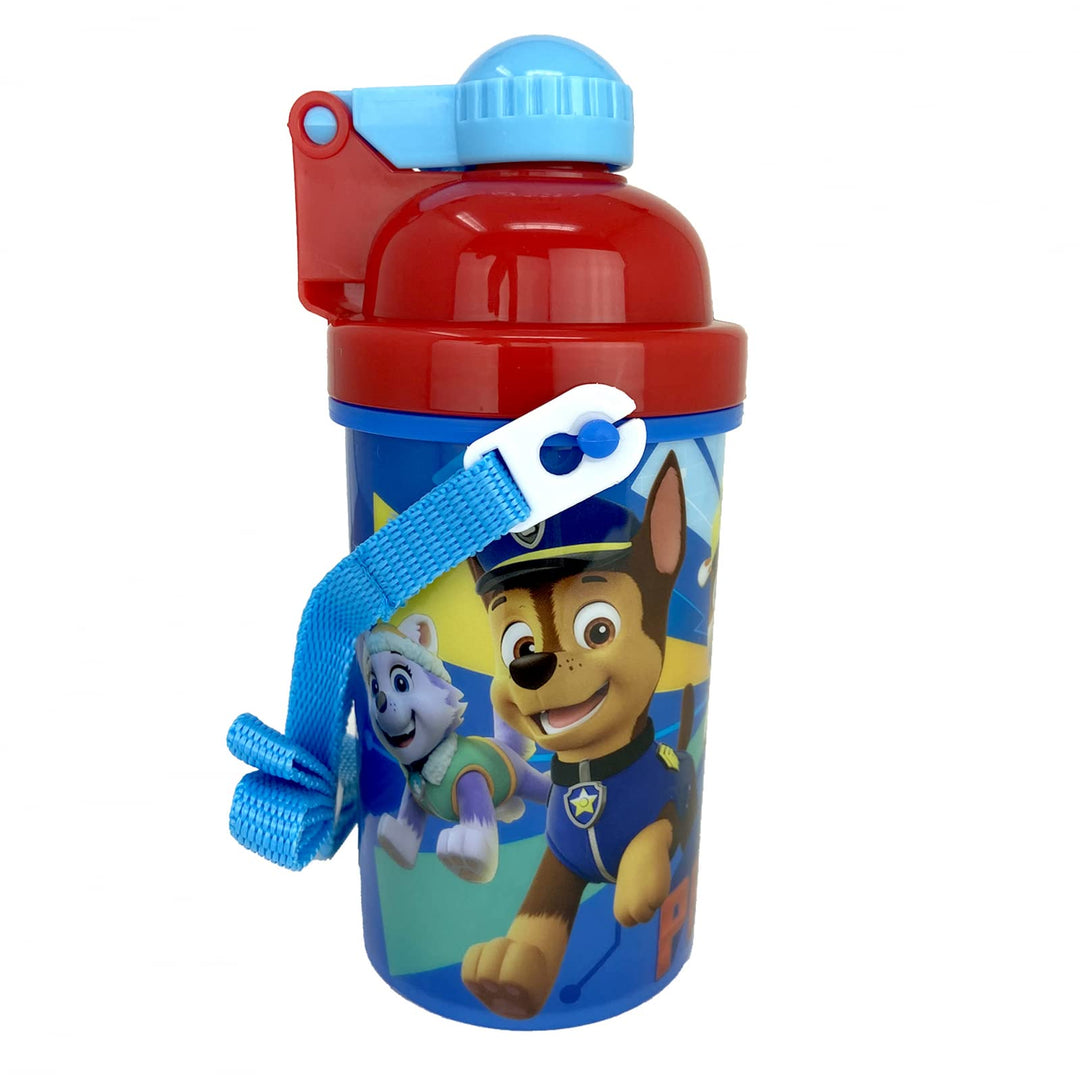 Paw Patrol Friends Carrying Strap One Touch Water Bottles with Reusable Built in Straw - Safe Approved BPA free, Easy to Clean, Perfect Gifts for Kids Girls Boys, Goodies Home by Zak design