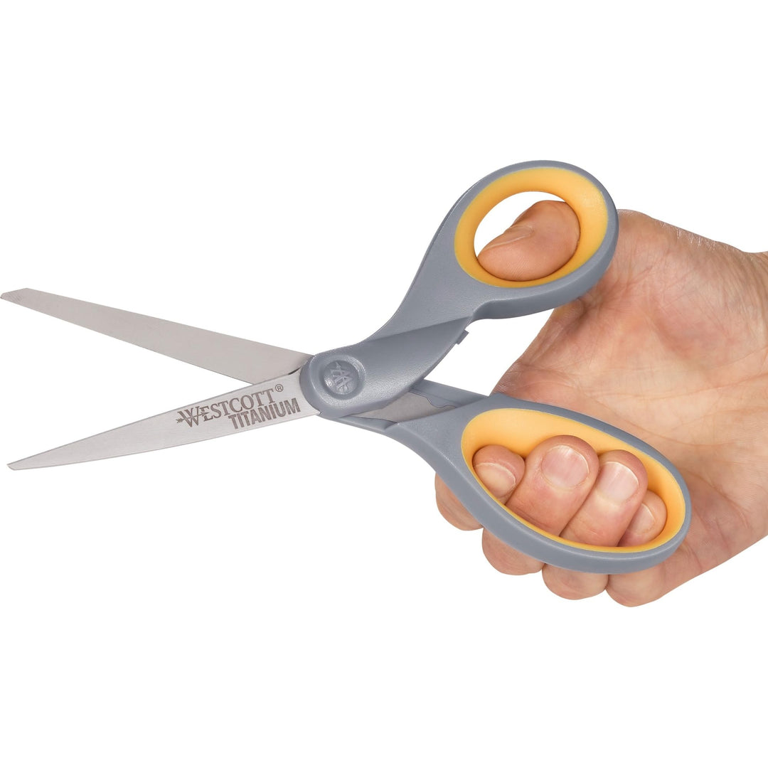 13824 7” & 5” Pointed Titanium-Bonded Crafting Scissors with Soft Handles, Gray/Yellow (2 Pack)