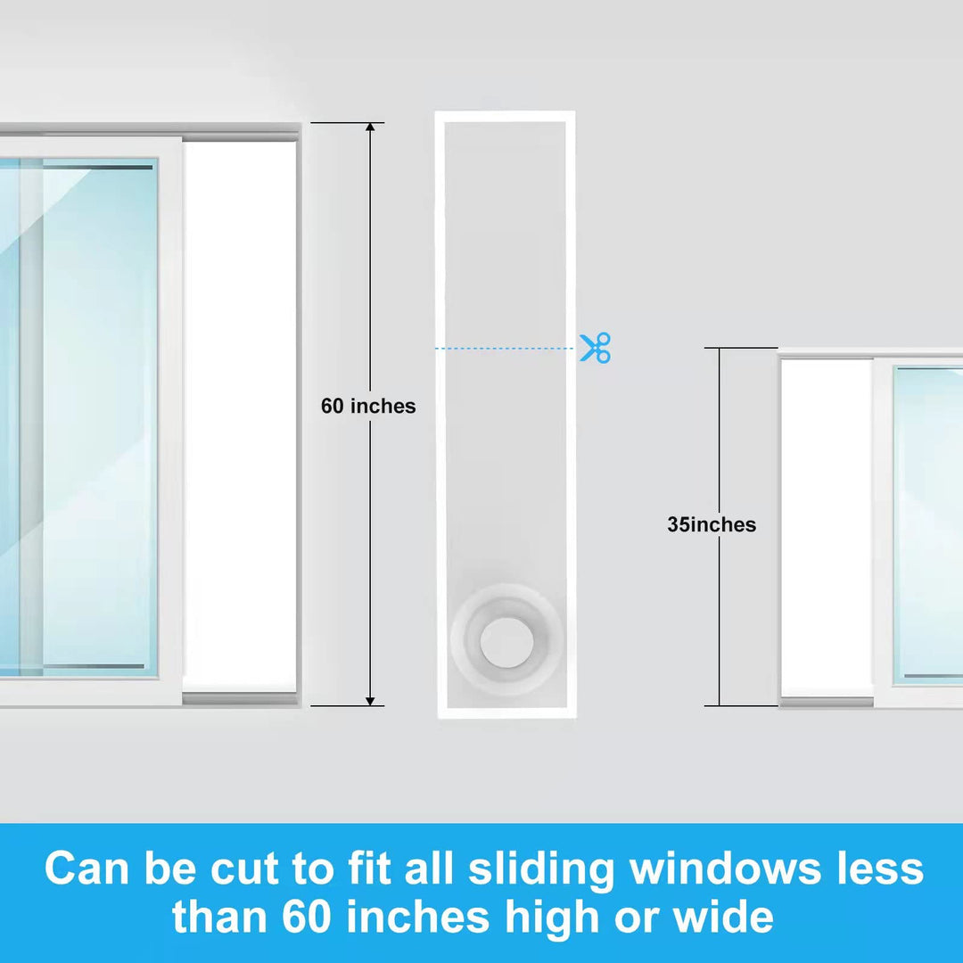 Portable AC Window Kit Sealng Film for Vertical Sliding Window, Adjustable Length up to 60 Sliding Window, AC Vent Kit Fit for 5.0”/13cm and 5.9”/15cm Exhaust Hose