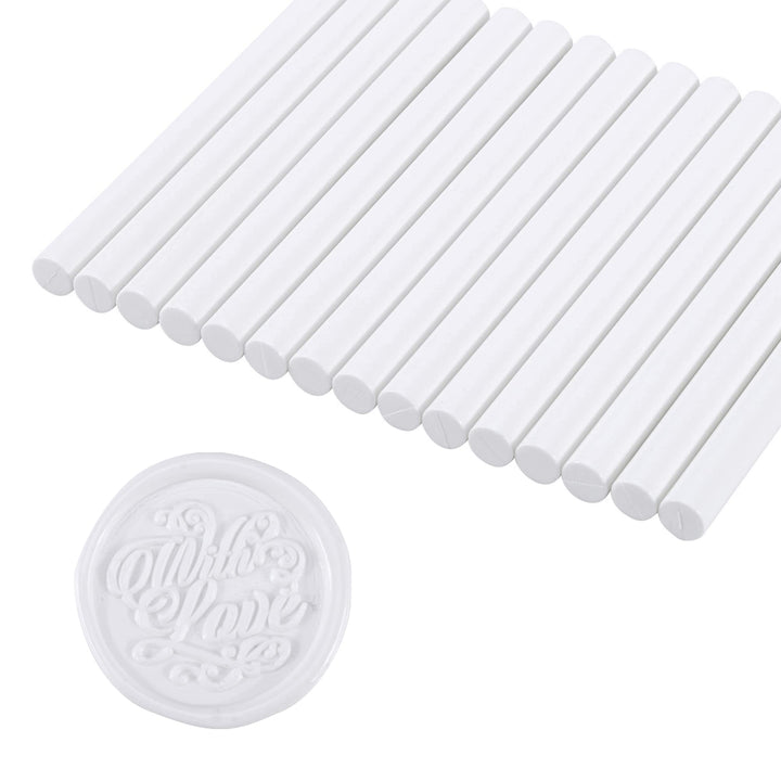 15 Pieces Pearl White Glue Gun Sealing Wax Sticks for Wax Seal Stamp, Great for Wedding Invitations, Cards, Envelopes