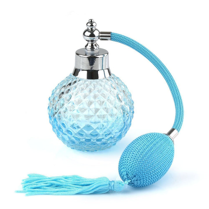 Crystal Art Vintage Style Refillable Perfume Atomizer Long Spray Bottle 100ml (Blue)