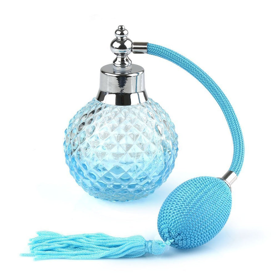 Crystal Art Vintage Style Refillable Perfume Atomizer Long Spray Bottle 100ml (Blue)