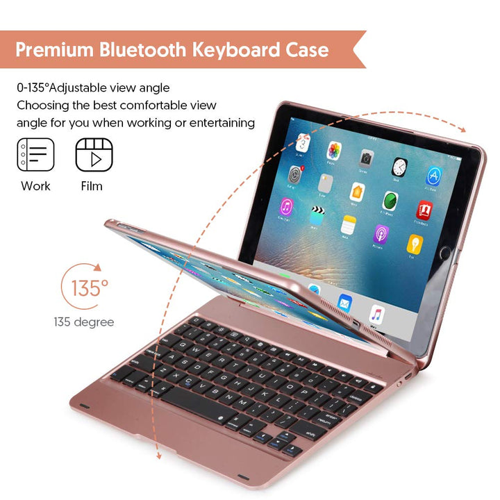 Wireless Bluetooth Keyboard Case for iPad 5th-6th Gen, Air 1-2, iPad Pro 9.7 - Slim Full Protection Cover
