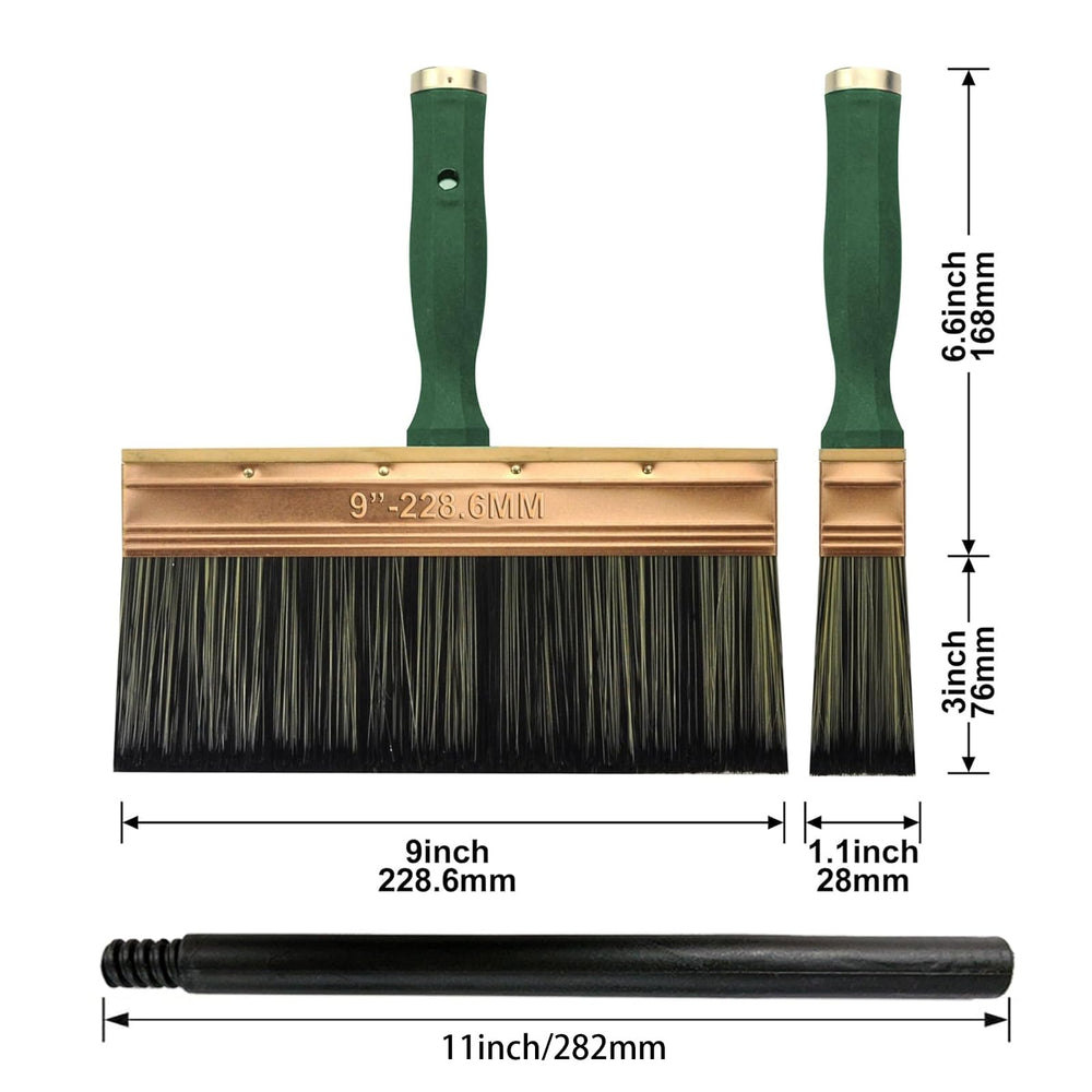 KINGORIGIN Deck Stain Brush, 9 Inch Deck Paint Brush with Threaded Handle for Extension Use, Stain Brushes for Wood, Fence, Walls and Furniture