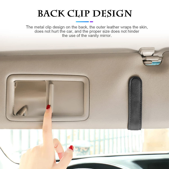 Fekey&JF Magnetic Leather Sunglasses Holder for Car Sun Visor, Eyeglass Hanger Clip for Car, Sunglasses Organizer Storage, Car Interior Accessories (Black)