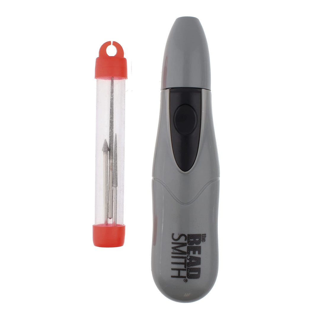 Motorized Bead Reamer – Cordless: 2 AA Batteries – Included 3 Diamond Points – Use on Glass, Ceramic or Stone – Tools for Opening & Enlarging Holes & Softening & Smoothing Rough Edges