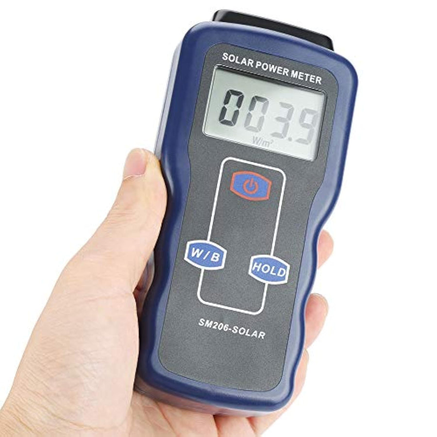 Solar Power Meter Digital Solar Power Meter Sunlight Meter Sun Light Radiation Measuring for Radiations Measuring Testing Instrument Solar Power Radiation Meter W/m²&Btu Two Units