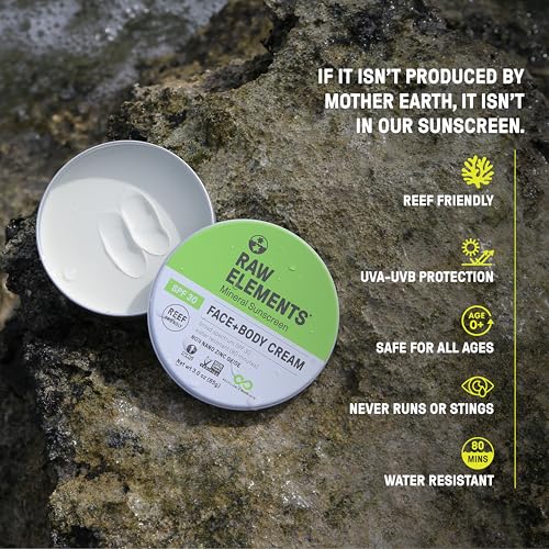 Face and Body Mineral Sunscreen SPF 30 Tin, Organic Sunblock Daily Protection, Non Toxic Reef Safe, Water Resistant, Cruelty Free, Plastic Free, 3 oz (Pack of 1)