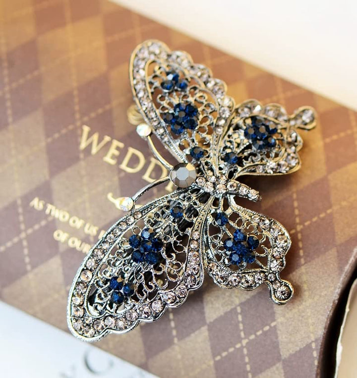 Amazing Fashion Butterfly Hairpin Blue Crystal Headwear Barrette Hair Clip Headwear Accessories Jewelry