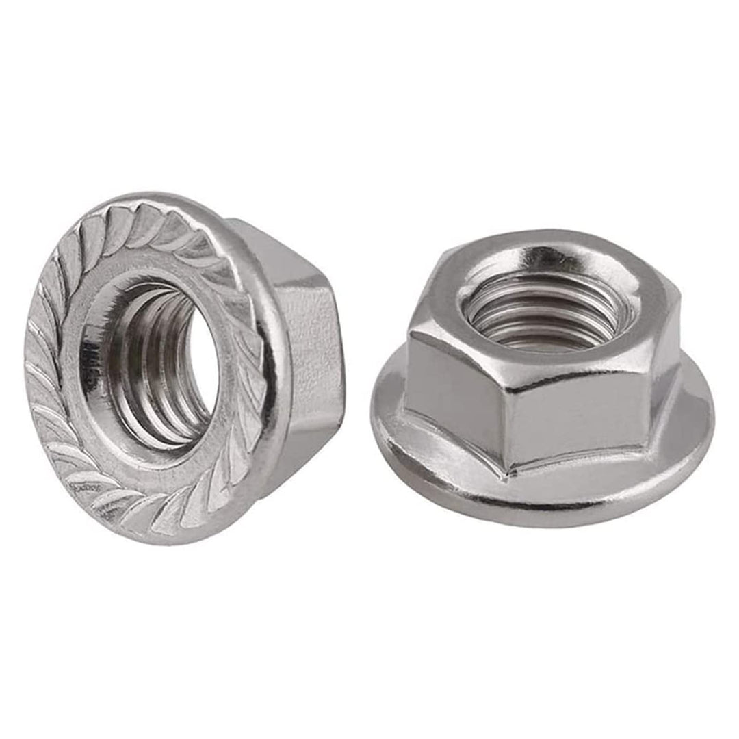 20pcs M8 Hexagon Flange Nuts, Carbon Steel Nickel Plated for Hammer Head Bolt T Screw T-Slot Aluminum Profile,High Strength,Dedicated for T-Bolt Flange Nuts