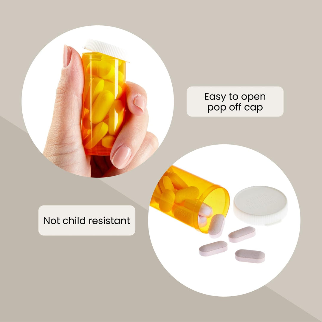 50 Pack Empty Pill Bottles with Caps for Prescription Medication, 8-Dram Plastic Medicine Containers (Orange)