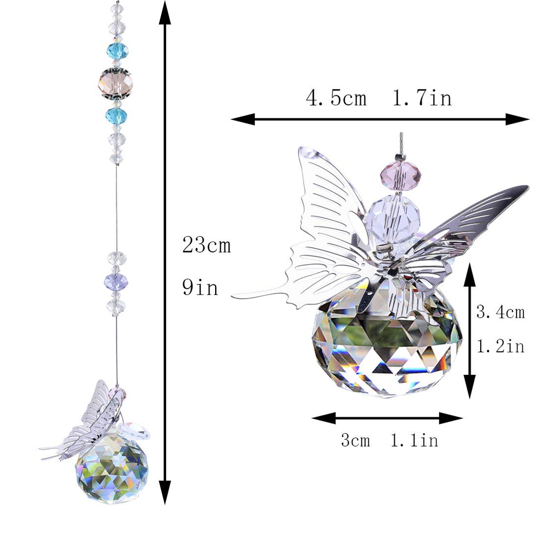 H&D HYALINE & DORA 30mm Handmade Butterfly Crystal Ball Prism Rainbow Maker Hanging Suncatcher Home Decoration
