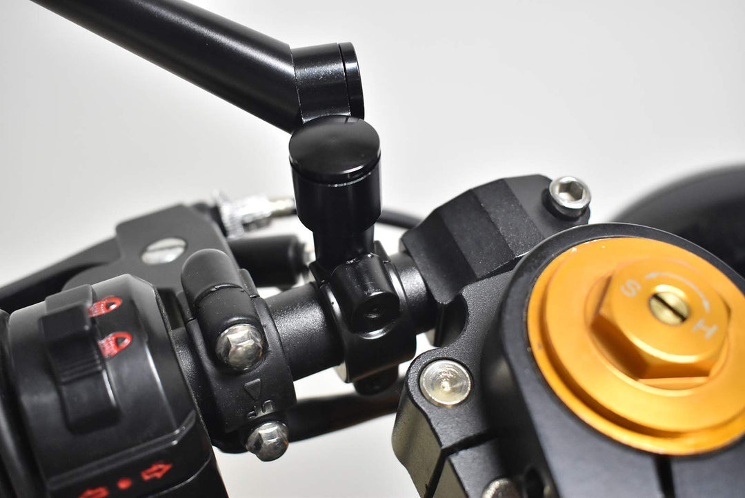 0413 8MM 7/8 Handlebar Mirror Mounts Motorcycle Mirror Mount Adaptor Holder Clamp Bracket Black Aluminum Right-Handed (Clockwise)