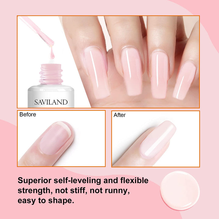5-In-1 Builder Base Strengthening Gel - 15ml Light Pink Builder Nail Gels, U V/LED Nail Polish Gel for Professional Manicure Repair, Nails Extension, Nail Strengthen