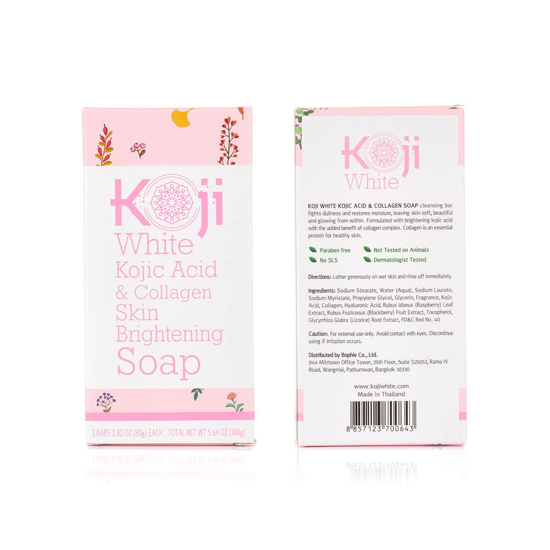 Kojic Acid & Collagen Skin Brightening Soap for Face & Natural Glowing Skin - Moisturizer, Body Cleansing Bar, Reduce the Appearance of Wrinkles, Vegan, Paraben-Free, 2.82 oz (2 Bars)