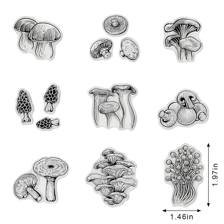 Fall Thanksgiving Mushroom Clear Stamps for Card Making and Photo Album Decorations, Autumn Mushroom Transparent Stamp Harvest Vegetable Plants Rubber Stamps Seal for DIY Scrapbooking