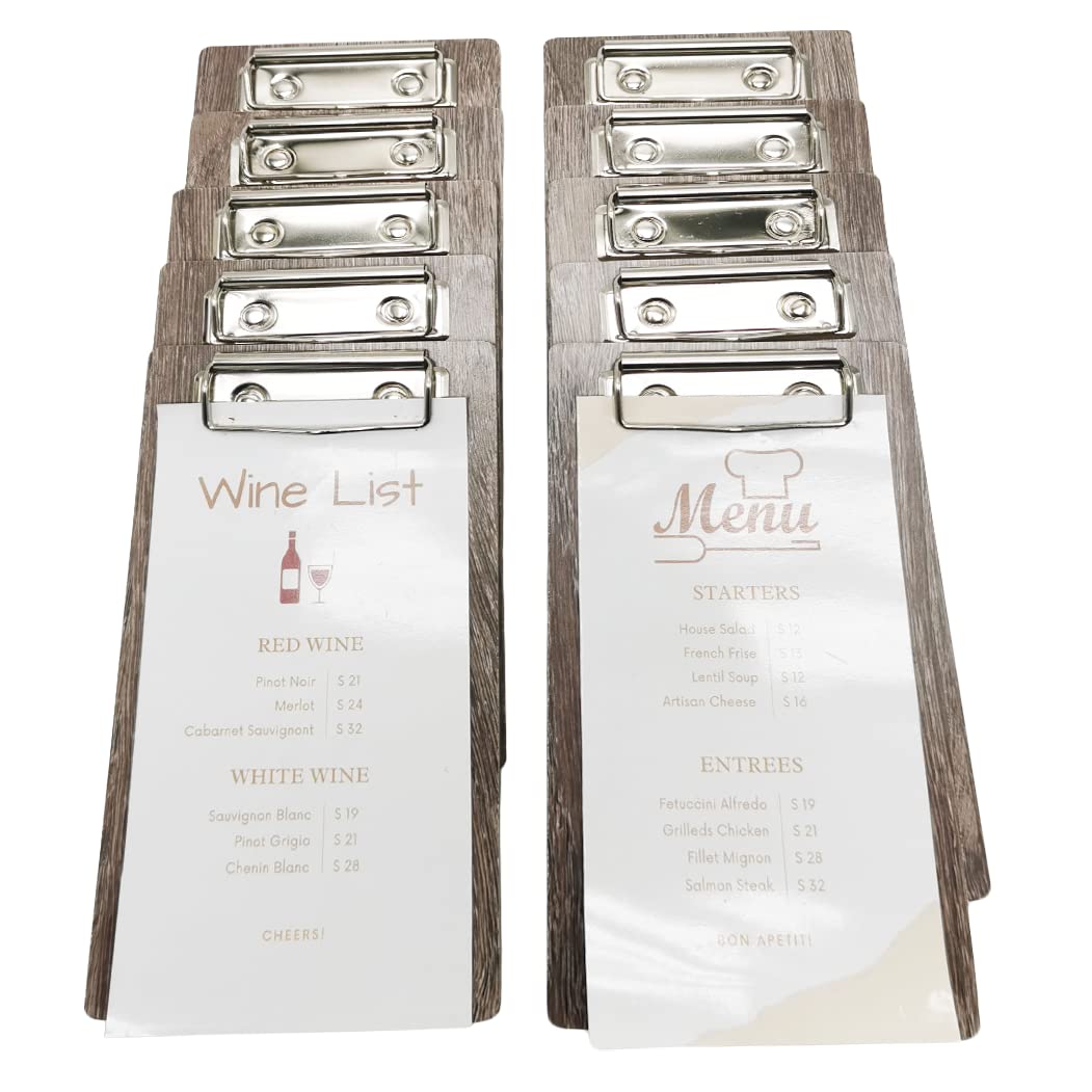 10-Pack Wood Check Presenters for Restaurants, Server Book, Menu Holder for Cafes, Wooden Clip Board, Cute Waitress Book Organizer, Server Note Pads, Guest Check Book 8 x 4 (Black)