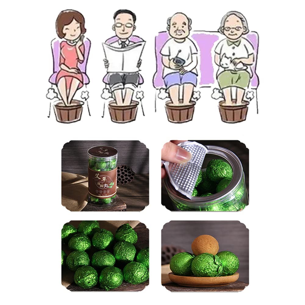 Wormwood Soaking Foot Bath Ball Softens Calluses, Soothes Sore Tired Feet, Improve Blood Circulation, Dispel Cold, Relax Muscles, Relieve Pain, Help for Sleep15.8OZ (15gx30pcs)
