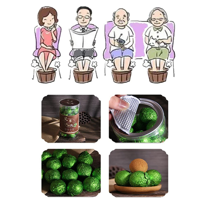 Wormwood Soaking Foot Bath Ball Softens Calluses, Soothes Sore Tired Feet, Improve Blood Circulation, Dispel Cold, Relax Muscles, Relieve Pain, Help for Sleep15.8OZ (15gx30pcs)