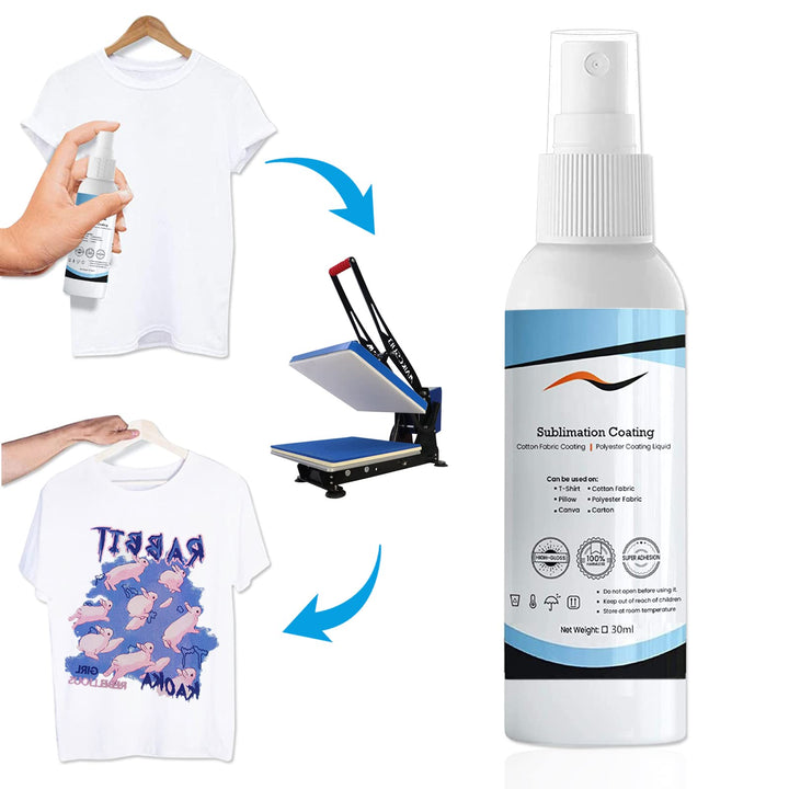 Sublimation Spray, Sublimation Coating Spray for Cotton Shirts, All Fabric, Canvas and Cartons with High Gloss, Quick Dry, Easy Subli for Sublimation, for Formula 1 Step Process, 30ml